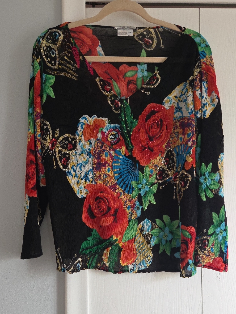 Alberto Makali V-neck Crinkle Top XL